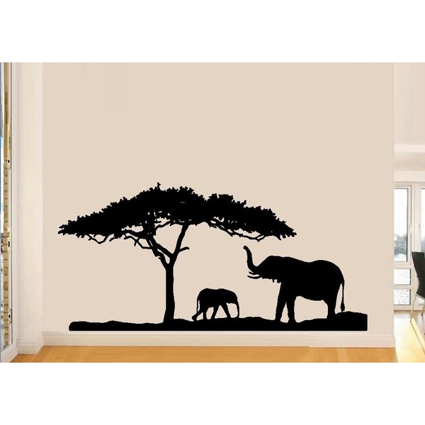 BestPricedDecals Elephant Scene ~ Wall Decal 20" X 40" LRG