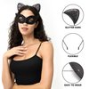 Spooktacular Creations Black Cat Masquerade Mask and Glitter Cat Ears Headband, 2PCS Black Cat Costume Accessories set for kids Adults Halloween Cosplay, Dress Up Party Outfits Props