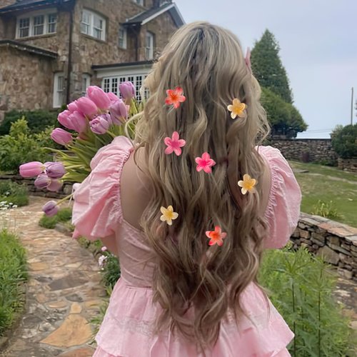 GQLV Small Flower Hair Claw Clips,12PCS 1.18" Cute Hair Clips for Women/Girls,Mini Hair Claw Clips for Thick/Thin Hair,Hawaiian Hair Decorations Birthday Gifts for Women (A-mulicolored)