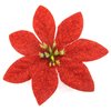 3 1/2" Poinsettia Red Glitter Poly Silk Flower Hair Comb