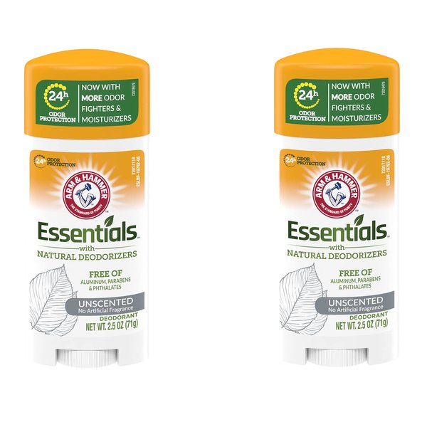 Arm & Hammer Essentials Deodorant with Natural Deodorizers, Unscented - Buy Packs and SAVE (Pack of 2)