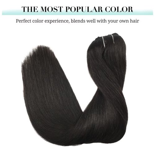 DOORES Human Hair Extensions Clip in Natural Black 120g 7pcs 18 Inch Remy Clip in Hair Extensions Natural Hair Extensions Straight Thick Hair