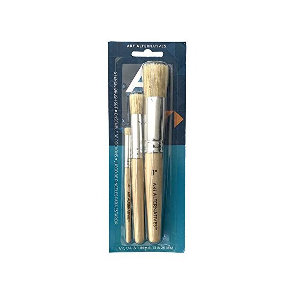 Smooth Natural Bristles Stencil Brush - Ergonomic Lightweight Handle Premium Quality Reusable Wooden Thick Stencil Brush - Stencil Painting Brush Available in Multi Sizes – 1/4 in, 1/2 in, 1 in