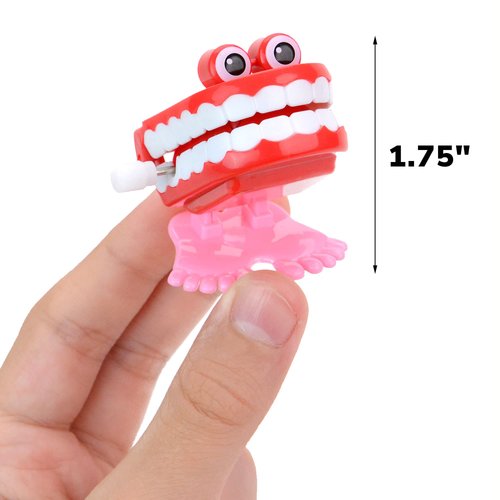 Chattering Teeth With Eyes - 1.75 Inch Windup Toys Bulk 12 Pcs - Playset for Party Favors - Pinata Stuffers - Goodie Bag Supplies - Bulk Gifts for Kids