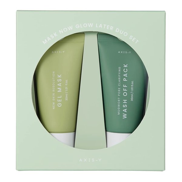 AXIS-Y Mask Now Glow Later Wash Off Mask Duo Set | Clay Mask Gel Mask | Mugwort Mask | Korean Skincare | 30ml