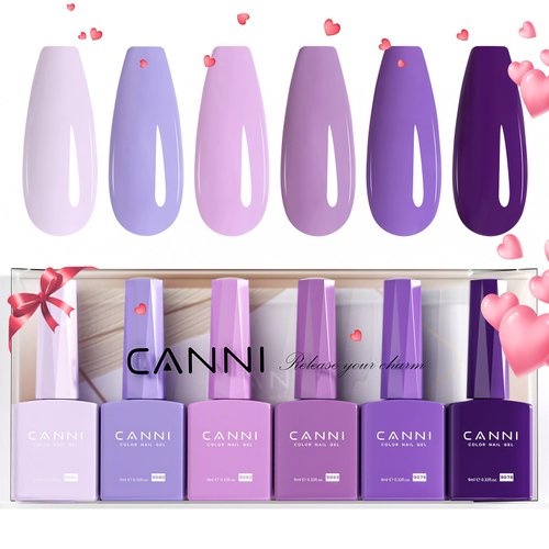 CANNI 6Pcs 9ml Hema-Free Purple Gel Polish,Dark Purple Gel Nail Polish Set,Light Purple Violets Colors Gel Polish Kit, Soak Off LED Nail Gel Manicure Kit DIY at Home Salon Gifts for Women Girls
