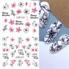 Pink Flower Nail Art Sticker Sakura Water Transfer Nail Stcikers Decal Nail Art Decoration Supplies Cherry Blossom Leaf Flotal Nail Design for Women Girls Manicure Decor (Cherry Blossom)