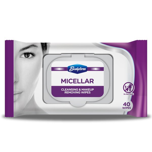 Bodyform Hydrating Micellar Cleansing & Makeup Removing Wipes (40 Counts Pack Of 1) - Gentle Facial Cleansing with Micelle Technology