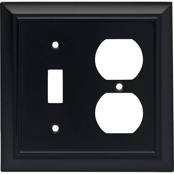 Franklin Brass Architectural Single Toggle Switch/Duplex Outlet Wall Plate / Switch Plate / Cover, Flat Black, Packaging May Vary