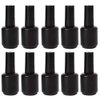 Teensery 10 Pcs 15ml Glass Nail Polish Bottles Empty Refillable Nail Polish Bottle Containers with Brush Cap for Nail Art Sample (Black)