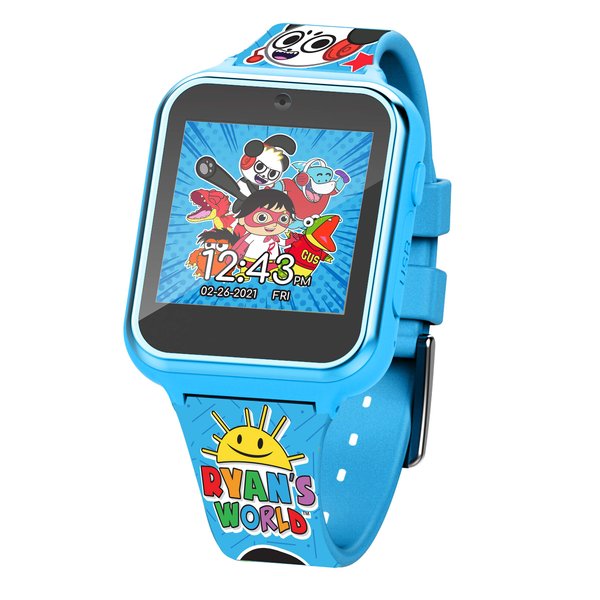 Accutime Kids Ryan's World Blue Educational Learning Touchscreen Smart Watch Toy for Boys, Girls, Toddlers - Selfie Cam, Learning Games, Alarm, Calculator, Pedometer and More, Model: RYW4006AZ