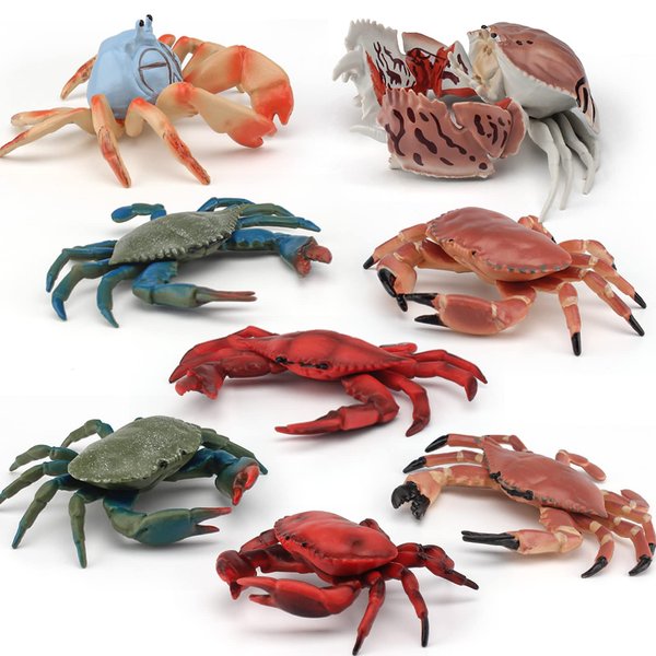 Ocean Sea Marine Animal Model Figures 8 PCS Realistic Crab Figurines Party Favors Supplies Cake Toppers Set Toys for Boys Girls Kid Toddlers
