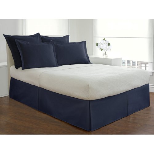 Fresh Ideas Bedding Tailored Bedskirt, Classic 14” Drop Length, Pleated Styling, Twin, Navy