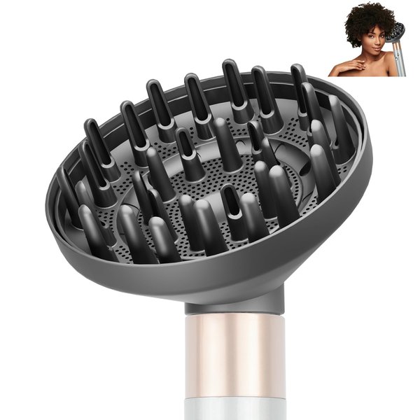 ZEPHBLOW Hair Diffuser Attachment for Dyson Airwrap, Upgraded Diffuser Nozzle Compatible with Airwrap Styler, Curl-Defining Attachment for Wavy Curly Coil Hair, for Replacement Part NO.973365-01, Grey