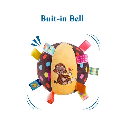 Colorful Taggies Chime Ball - Soft Plush Sensory Rattle Toy for Babies Kids Toddlers Infants