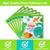 96 Pcs Dinosaur Party Supplies, Dinosaur Theme Birthday Party Decoration Includes Plates Napkins Forks, Dino Tableware Set for Boys Kids Birthday, Serves 24 Guests
