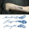 Oottati Semi Permanent 2 Weeks Long Last Waterproof Small Cute Temporary Tattoos, 100% Plant-Based Ink Infinity Realistic 2 Sheets Words Quotes Kindness Happiness Feather
