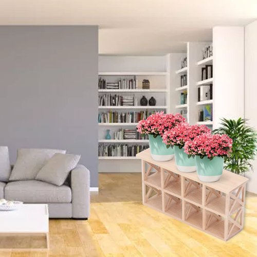 Dollhouse Mini Shelf Rack, 8 Grids Decorative 1: 12 Scale Furniture Plain Color Dollhouse Wood Storage Rack for Living Room