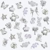 30Pcs Luxury Silver Nail Charms Shiny Pearl Alloy Nail Rhinestones Butterfly Heart Star Nail Charms Metal Snake Flower Nail Art Charm Nail Gems for Nails Women Acrylic Nail Jewels Nail Art Decorations