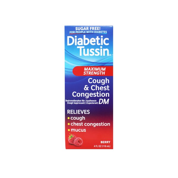 Diabetic Tussin Cough Suppressant Liquid Maximum Strength, 4 Fl Oz (Pack of 1)
