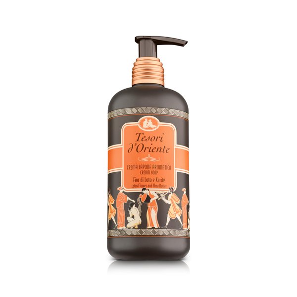 Tesori d'Oriente: "Fior Di Loto e Latte d'Acacia" ("Lotus Flower and Acacia Milk") Cream Soap, Measuring Cap 10.14 Fluid Ounces (300ml) Packages [ Italian Import ]