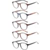 NORPERWIS 5 Pairs Reading Glasses - Standard Fit Spring Hinge Readers Glasses for Men and Women (5 Pack Mix Color, 1.50)