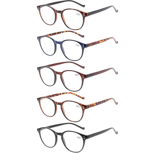 NORPERWIS 5 Pairs Reading Glasses - Standard Fit Spring Hinge Readers Glasses for Men and Women (5 Pack Mix Color, 1.50)