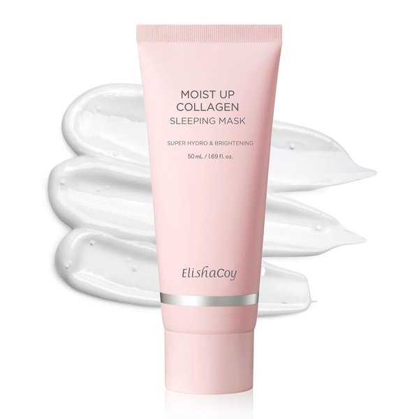 Elishacoy, Moist Up - Korean Sleeping Face Mask - Brightening and Hydrating Cream Collagen Sleep Mask for Overnight Skincare - Korean Facial Masks for Skin Care, Moisturizing and Anti Aging
