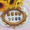 Square Press on Nails Short Fake Nails with Floral Designs Yellow Nails Press ons Grey Acrylic Nails Glossy Glue on Nails Fall Artificial Stick on Nails for Women 24Pcs