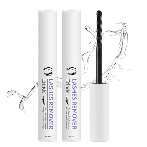 Erinde 2PCS Cluster Lash Glue Remover 5ml, Lash Remover for Lash Extensions, Clear Mascara Makeup Remover, Eyelash Cluster Glue Remover, Mild Non-Irritating DIY Lash Extension Remover Adhesive