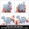 Baby Food Grade Silicone Teether Toy with Pacifier Clip Holder,Teething Pain Relief Toys Gift Set for 3 Months+ Boys and Girls,Freezer Safe,BPA Free (Grey Dinosaur)
