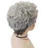 GNIMEGIL Short Grey Wig for White Women Silver Gray Curly Hair Wig Old Lady Costume Wig Grandma Wig Elderly Synthetic Wigs Mommy Granny Cosplay Wig