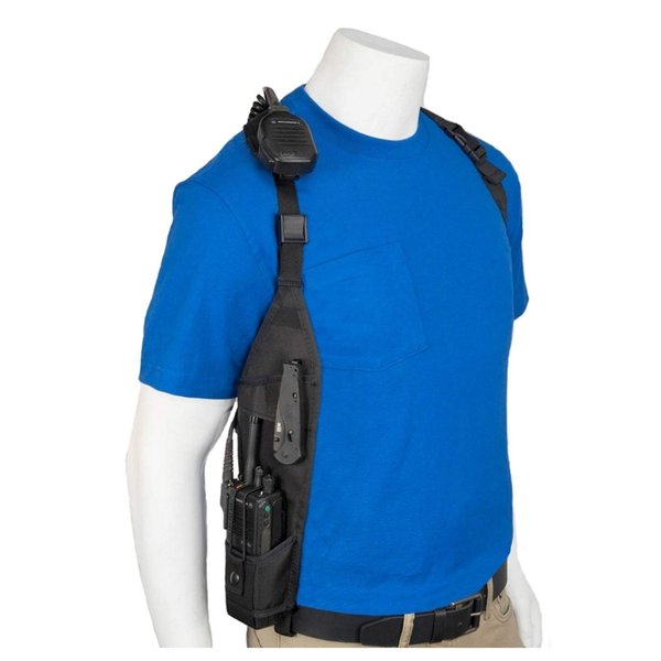 USH-300R Radio Shoulder Holster Right Side Chest Harness with an Adjustable Radio Pouch fits All Motorola ICOM Vertex Two Way Radios 4-3/4' up to 9" Tall. Made in The USA by Holsterguy.
