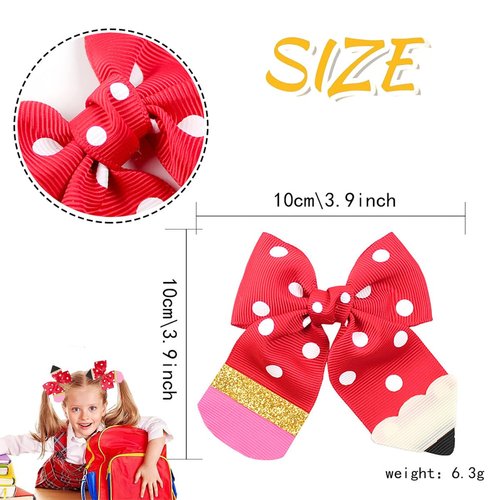 2pcs Bows Hair clip Back To School Funny Pencil Hair Clip Cute First Day of School Hair Clip Supplies