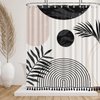 GiuMsi 72"X72" Boho Mid Century Black and White Shower Curtain Sets with Tassel Pendants Arch Sun Modern Minimalistic Leaves Bathroom Curtains Waterproof Durable Ployester 12 Hooks Home Decorations