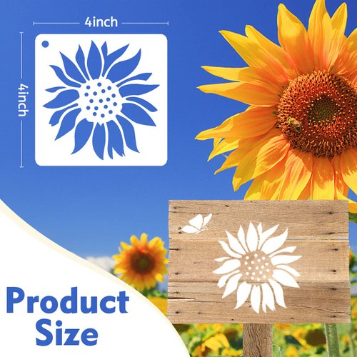 50 PCS Flower Painting Stencils Reusable Flower Stencils for Painting on Wood Rocks Canvas Fabric Glass Pottery 4x4 Inch