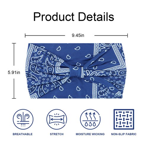 YARIEW Boho Headbands for Women Wide Bandana Headbands Stretch Knotted Headband Elastic Head Bands Women's Hair Band Non-Slip Yoga Workout Head Wraps Hair Accessories for Women Girls 6 Pack