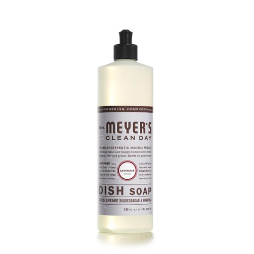 MRS. MEYER'S CLEAN DAY Liquid Dish Soap, Lavender Scent, 16 Ounce Bottle