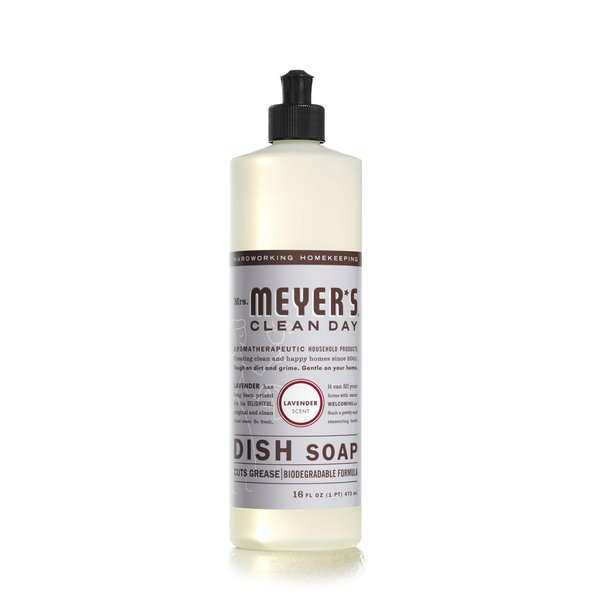 MRS. MEYER'S CLEAN DAY Liquid Dish Soap, Lavender Scent, 16 Ounce Bottle