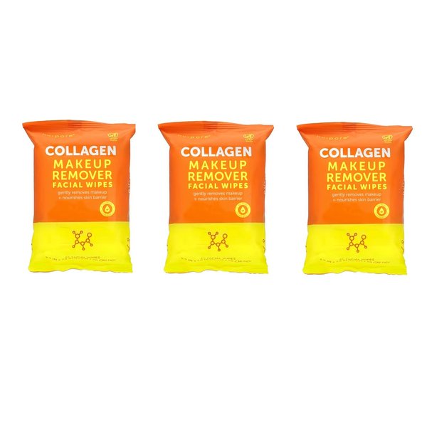 Nu-Pore, Collagen Makeup Remover Facial Wipes, 25 Facial Wipes(pack of 3) Total 75