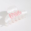 Bride Claw Clip, CIEHER 1 Pack White Pink Bride Hair Clips for Bachelorette Party Decorations Bridal Shower, Bride Clip Bachlorette Gifts for Bride Accessories