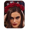 Woeoe Halloween Skull Headband Day of the Dead Costume Flower Crown Red Rose Floral Spider Headpiece Accessory for Women and Girls