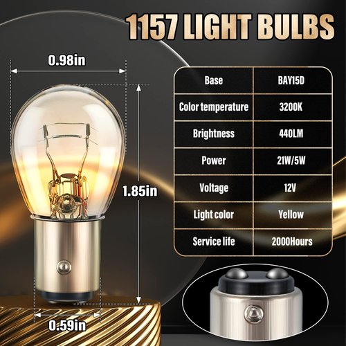 Meonum 1157 Bulb, (10 Pack) 2057 2357 7528 BAY15D, Brake Light Bulbs, Turn Signal Bulb Replacement for Marker Tail Running Parking Backup Lights, Compatible with 2357 1016 1034 1076