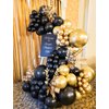 Haolongfa New Years Balloons Arch Garland Kit, 18/12/10/5 Inch Black and Gold Balloon Kit, Black Gold Balloons Confetti Balloons,for New Year Party Decoratons New Years Eve Party Supplies 2025