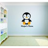 Penguin Penguins Kids Boys Girls Room Decor Animals Childrens Wall Decal - Custom Monogram Vinyl Wall Art - Personalized Name Vinyl Lettering - Size 20x20 Inches