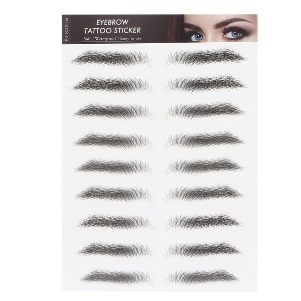 6D Eyebrow Tattoo Sticker Professional Waterproof Eyebrow Transfer Sticker Eyebrow Makeup Tool for Women and Girls (Black)(BLACK-04)