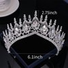 Kamirola Silver Baroque Big Wedding Crown Bridal Headpiece Water Drop Rhinestone Crystal Diadem Queen Crown Princess Tiaras Hair Jewelry For Womens