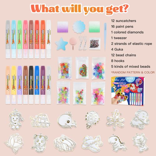 SVECKE Suncatcher Painting for Kids, Create Your Colorful Suncatchers, Acrylic Suncatcher Window Painting Kit, Window Art for Kids Ages 6, 7, 8, 9