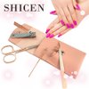 SHICEN Manicure Set, Professional Women Nail Clippers Kit 4PCS， Stainless Steel Nail Cutter Care Tools Professional Grooming Kits, PU Leather Travel Case （rose gold）