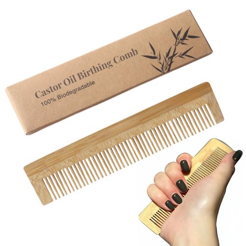Birthing Comb For Labor Pain Wooden Labor Comb Labor and Delivery Essentials Natural Relief of Pregnancy Contraction Birthing Comb with Castor Oil for Postpartum Gift, Relief Gift for Women